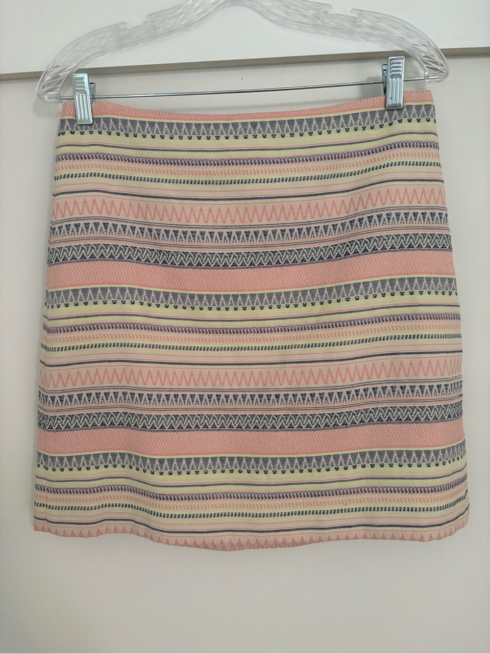 LOFT Pink, Cream & Navy Striped Mini Skirt